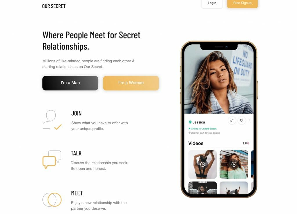 OurSecret main page