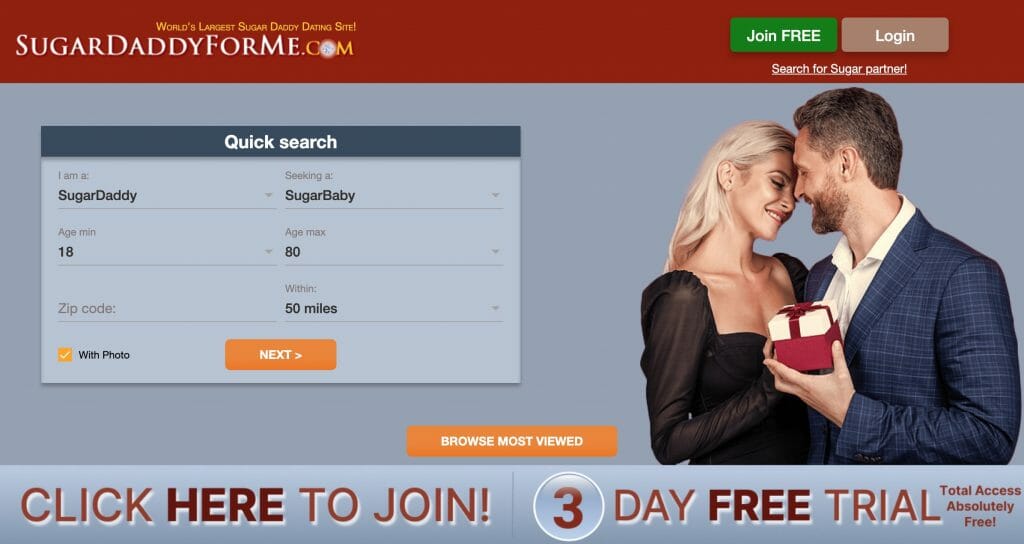 SugarDaddyForMe main page