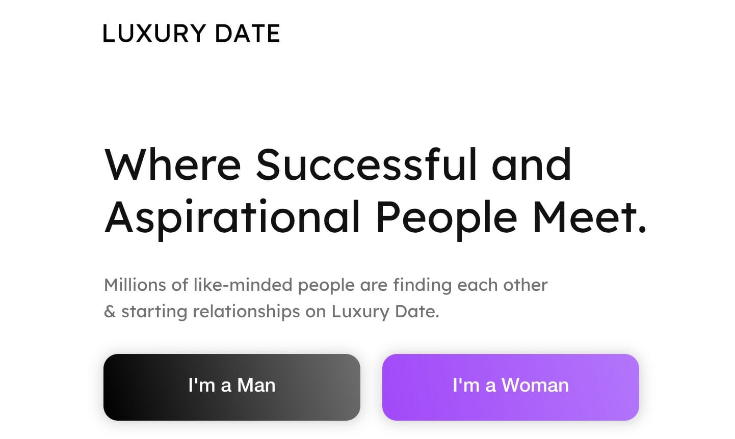 LuxuryDate main page