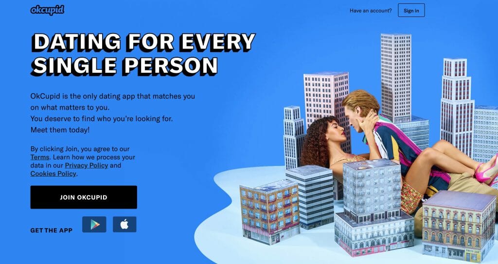 OkCupid main page